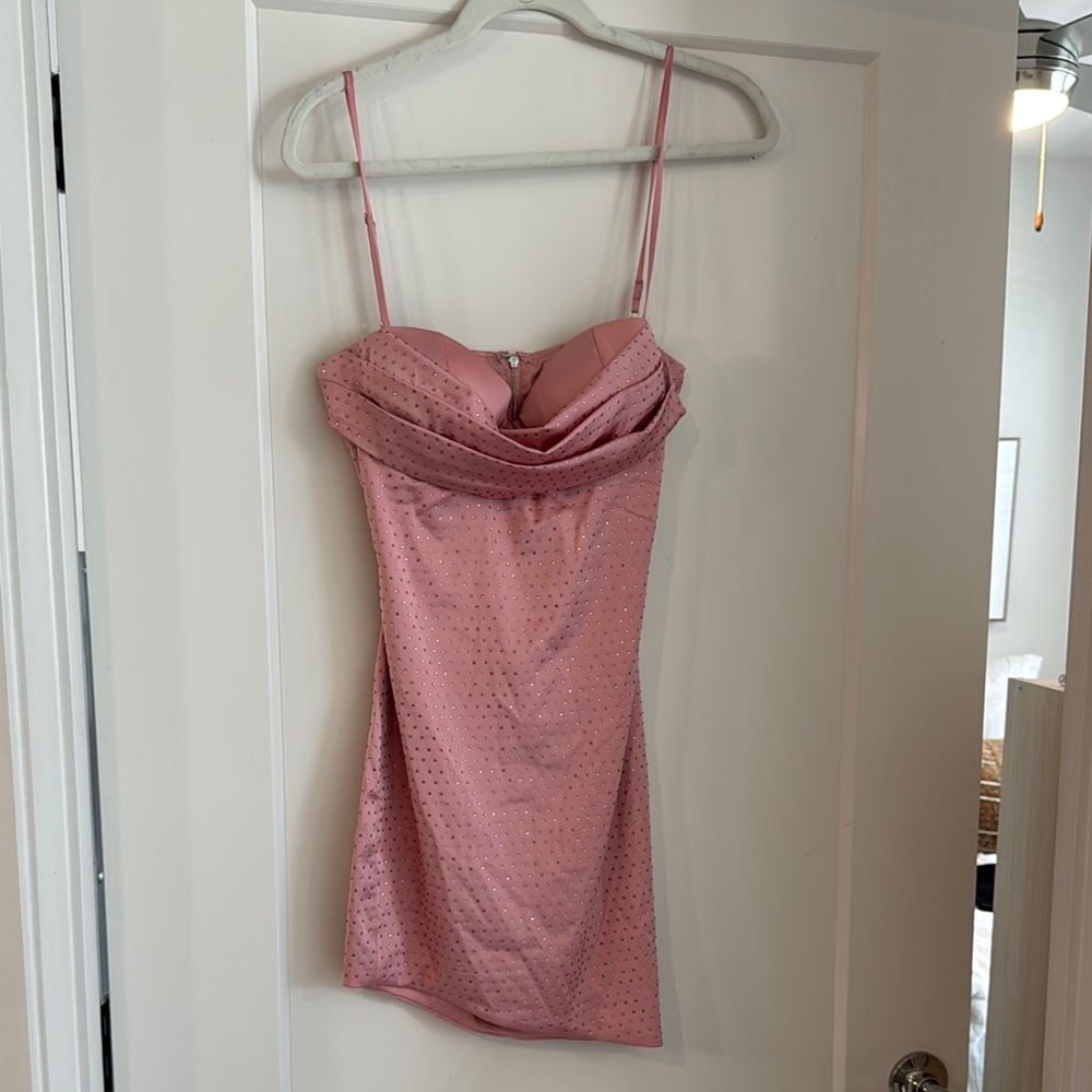 Oh Polly Pink Ruched Sweetheart Mini Dress
